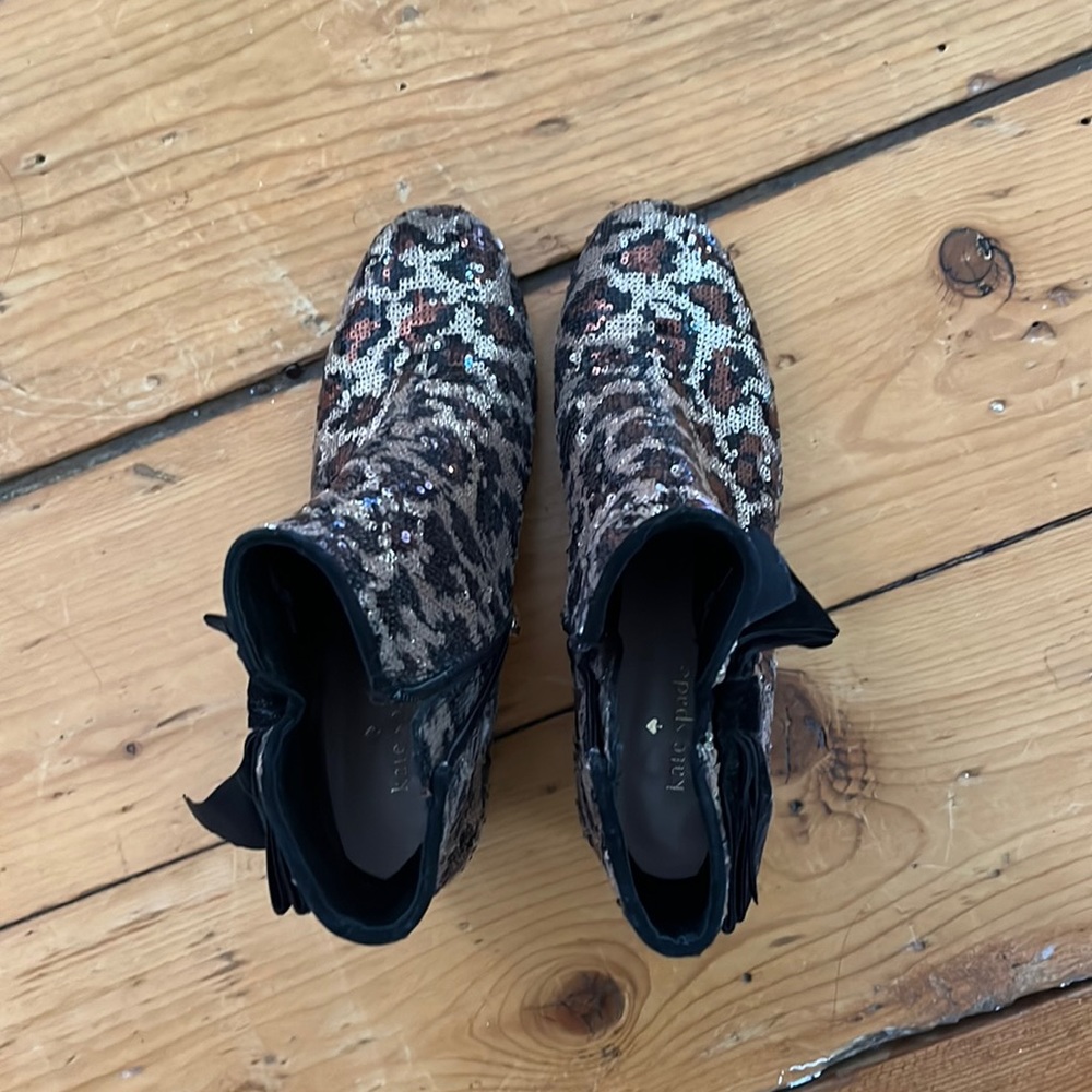Kate spade sequined leopard booties